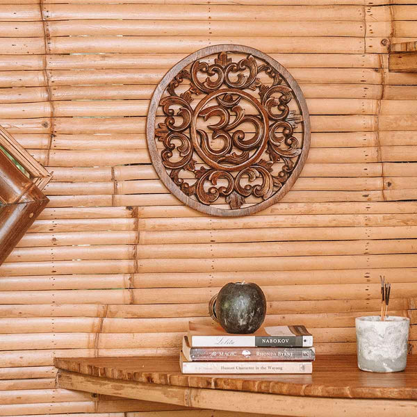 Bali-Wood Carved Om Symbol