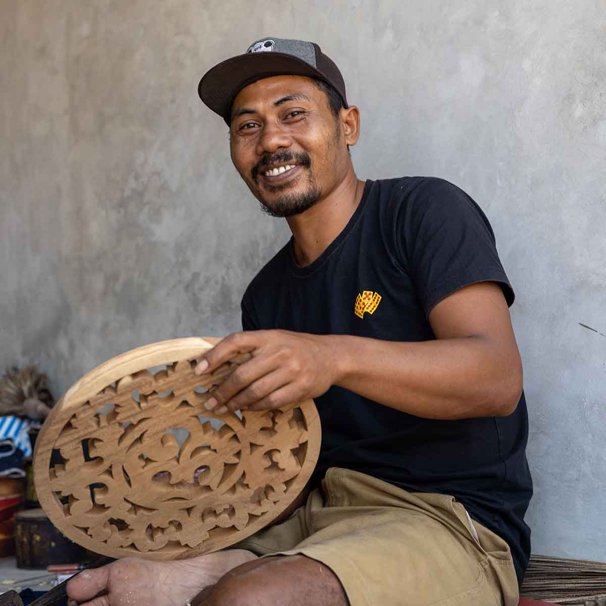 Bali-Wood Carved Om Symbol